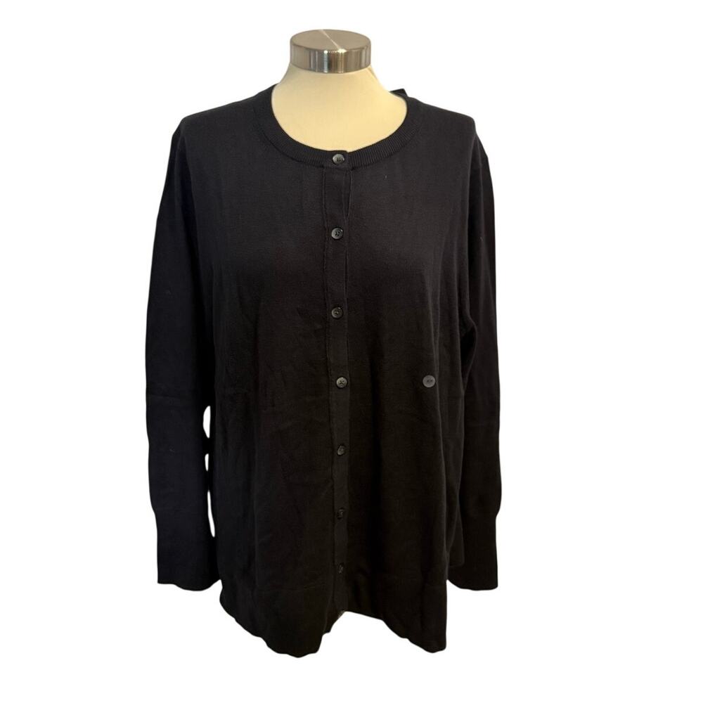 Eddie Bauer Women's Christine Cardigan Sweater 2X Cotton Black NWT New With Tags